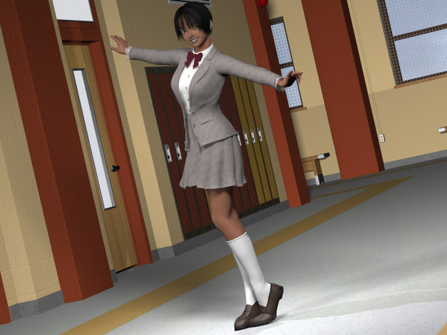 Обои картинки фото 3д графика, люди , people, улыбка, фон, взгляд, девушка