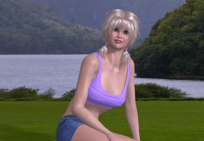 Обои картинки фото 3д графика, люди , people, блондинка, фон, взгляд, девушка