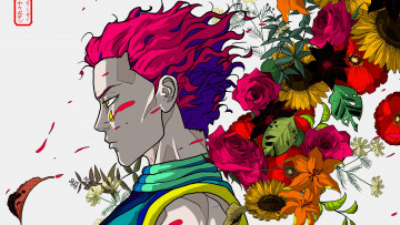 Картинка аниме hunter+x+hunter цветы охотник хисока парень арт