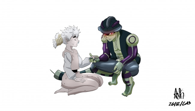 Обои картинки фото аниме, hunter x hunter, король, камуги, переживание, меруэм, арт