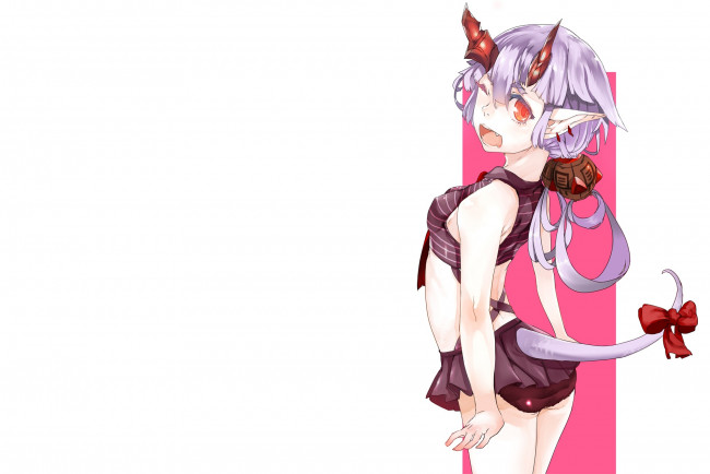 Обои картинки фото аниме, животные,  существа, взгляд, девушка, фон