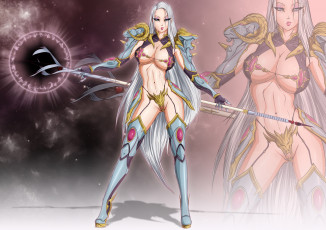 Картинка фэнтези девушки девушка форн взгляд униформа посох