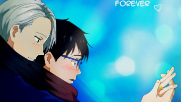 Картинка аниме yuri+on+ice юрий катсуки виктор никифоров парни романтика кольца