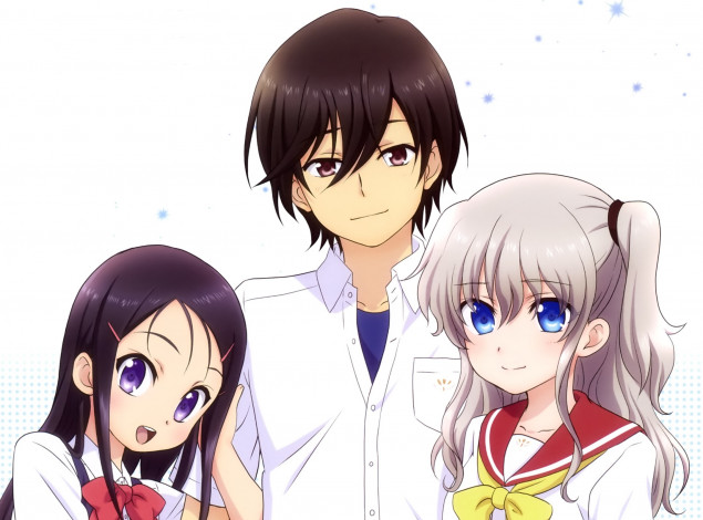 Обои картинки фото аниме, charlotte, девочки, парень