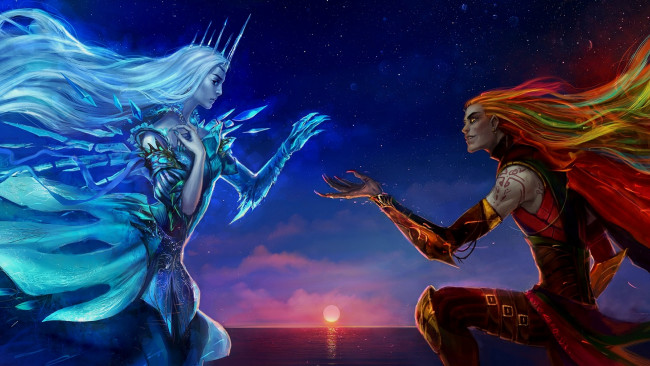 Обои картинки фото фэнтези, существа, лёд, огонь