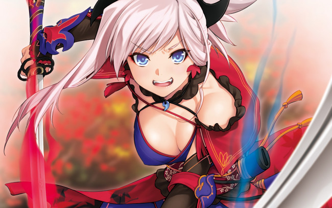 Обои картинки фото аниме, оружие,  техника,  технологии, фон, взгляд, девушка