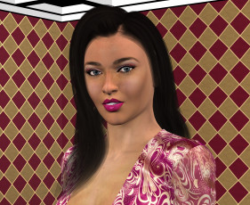 Картинка 3д+графика портрет+ portraits фон девушка взгляд