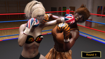 Картинка 3д+графика спорт+ sport девушки взгляд фон ринг бокс