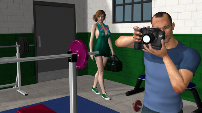 Обои картинки фото 3д графика, люди , people, девушка, взгляд, фон, фотосесия, парень, грудь