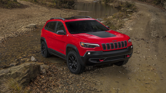 Обои картинки фото jeep cherokee trailhawk 2019, автомобили, jeep, trailhawk, cherokee, red, 2019