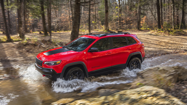 Обои картинки фото jeep cherokee trailhawk 2019, автомобили, jeep, red, 2019, trailhawk, cherokee