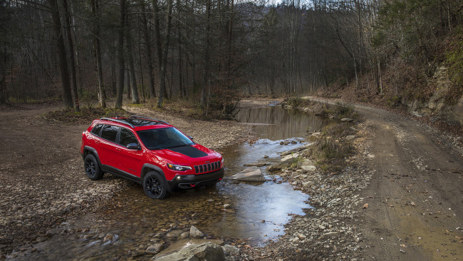 Обои картинки фото jeep cherokee trailhawk 2019, автомобили, jeep, red, 2019, trailhawk, cherokee