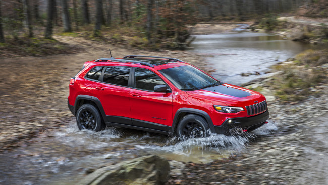 Обои картинки фото jeep cherokee trailhawk 2019, автомобили, jeep, red, 2019, trailhawk, cherokee