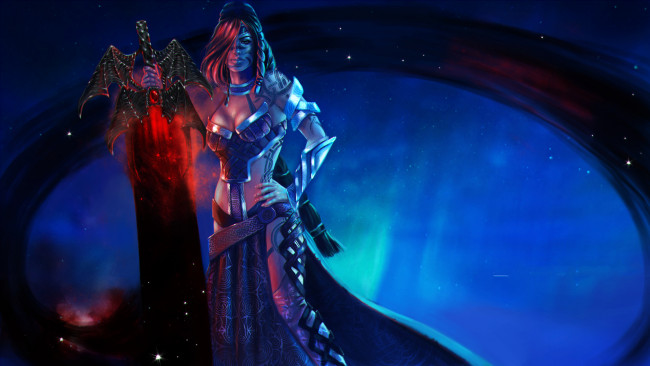 Обои картинки фото видео игры, guild wars 2, девушка, меч, взгляд, фон