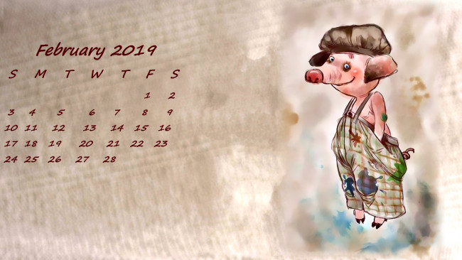 Обои картинки фото календари, рисованные,  векторная графика, кепка, поросенок