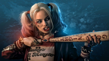 Картинка suicide+squad рисованное кино бейсбольная бита блондинка фантастика suicide squad harley quinn боевик фэнтези марго робби