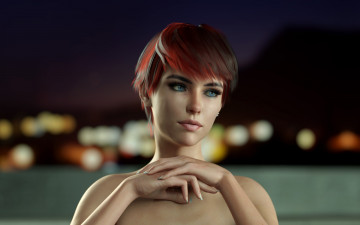 Картинка 3д+графика портрет+ portraits девушка прическа