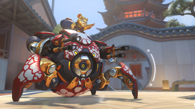 Обои картинки фото видео игры, overwatch, wrecking, ball, хомяк, робот