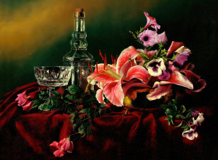 Картинка рисованное алексей+антонов натюрморт цветы графин