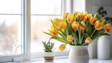 Картинка разное компьютерный+дизайн цветы букет весна тюльпаны ии-арт нейросеть