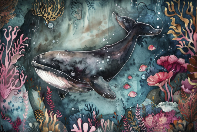 Обои картинки фото рисованное, животные,  морская фауна, нейросеть, океан