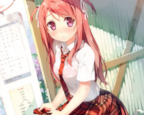 Картинка аниме kantoku artbook nenme no houkago kurumi сидит мокрая