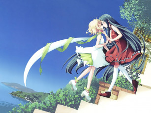 Картинка аниме *unknown другое лесница девушки глаза волосы