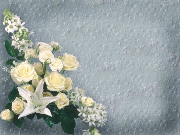 Обои картинки фото цветы, букеты, композиции, лилия, розы