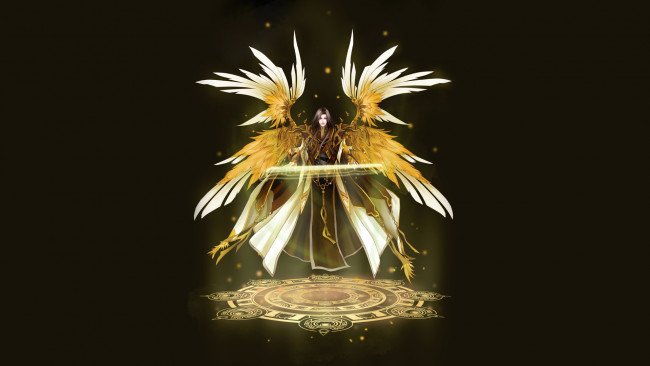 Обои картинки фото аниме, angels, demons, крылья, hazhangzhong, парень, кото, печать