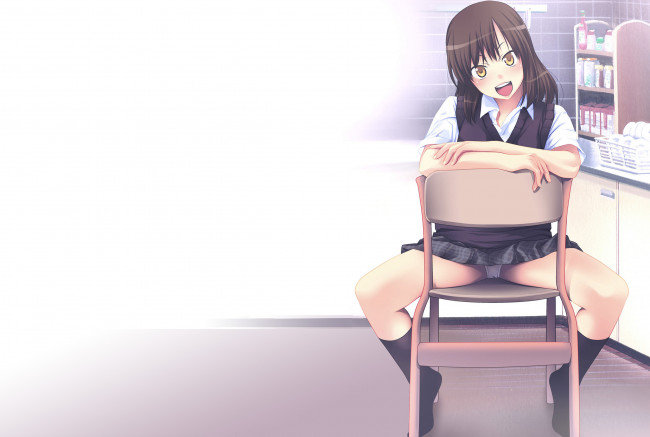 Обои картинки фото школьница, аниме, *unknown, другое, каштановые, волосы