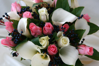 Картинка цветы букеты композиции каллы розы