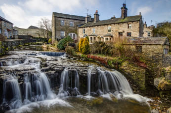 Картинка hawes north yorkshire england города улицы площади набережные здания каскад река англия йоркшир