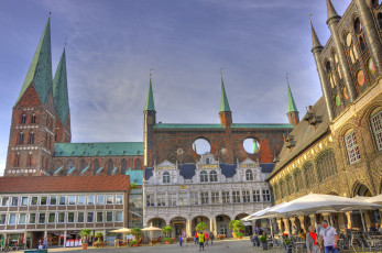 Картинка германия любек города улицы площади набережные