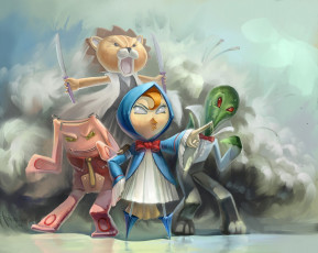 Картинка аниме bleach зелёный человечек ножи сумка-зайчик леа птица кон блич души плюс игрушки