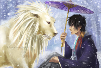 Картинка аниме katekyo+hitman+reborn арт лев зонт парень реборн