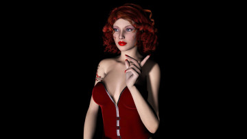 обоя 3д графика, people , люди, девушка, взгляд, фон, рыжая