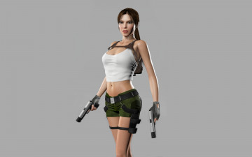 Картинка девушка видео+игры tomb+raider +legend оружие графика