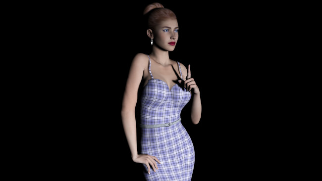 Обои картинки фото 3д графика, people , люди, девушка, платье, фон, взгляд