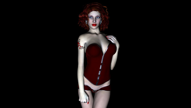 Обои картинки фото 3д графика, people , люди, девушка, взгляд, фон, рыжая