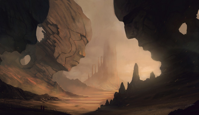 Обои картинки фото фэнтези, пейзажи, лица, пейзаж, скалы, мир, иной