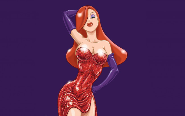 Обои картинки фото девушка в красном, рисованные, кино, девушка, красное, who, framed, roger, rabbit, jessica