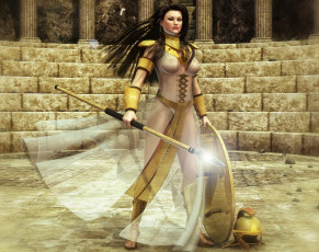 Картинка 3д+графика амазонки+ amazon взгляд фон оружие девушка