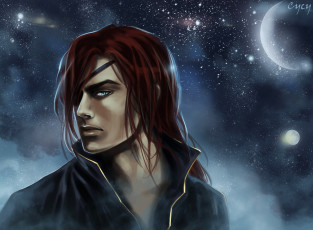 Картинка фэнтези люди арт ночь взгляд мужчина парень