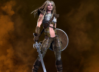 Картинка 3д+графика амазонки+ amazon взгляд фон девушка оружие