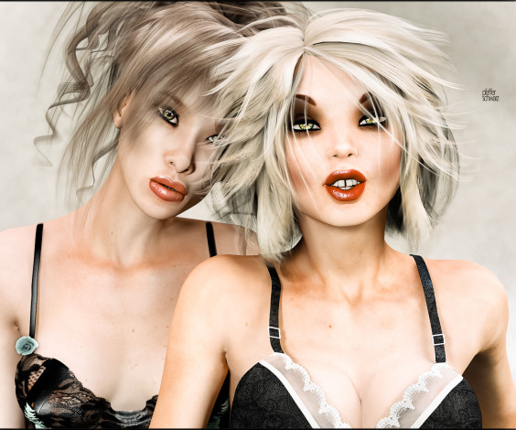 Обои картинки фото 3д графика, портрет , portraits, фон, балерины, взгляд, девушки