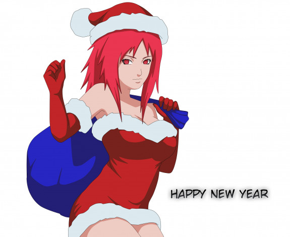 Обои картинки фото рисованное, - ,  аниме, подарки, шапка, фон, взгляд, девушка