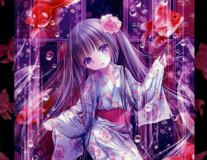 Картинка аниме tinkerbell+ artbook девочка рыбки