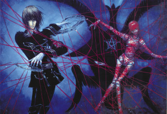 Картинка аниме trinity+blood dietrich von lohengrin черная магия кровь триединства trinity blood art shibamoto thres кукла вуду пентаграмма красная нить