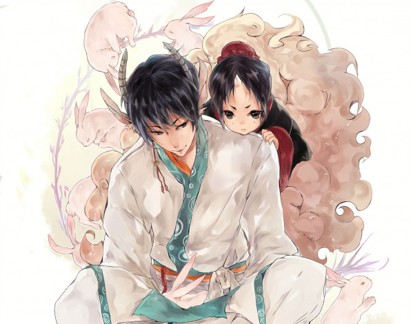 Обои картинки фото аниме, hoozuki no reitetsu, хладнокровный, хозуки, хакутаку