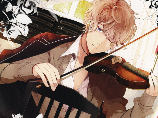 Обои картинки фото аниме, diabolik lovers, вампир, скрипка